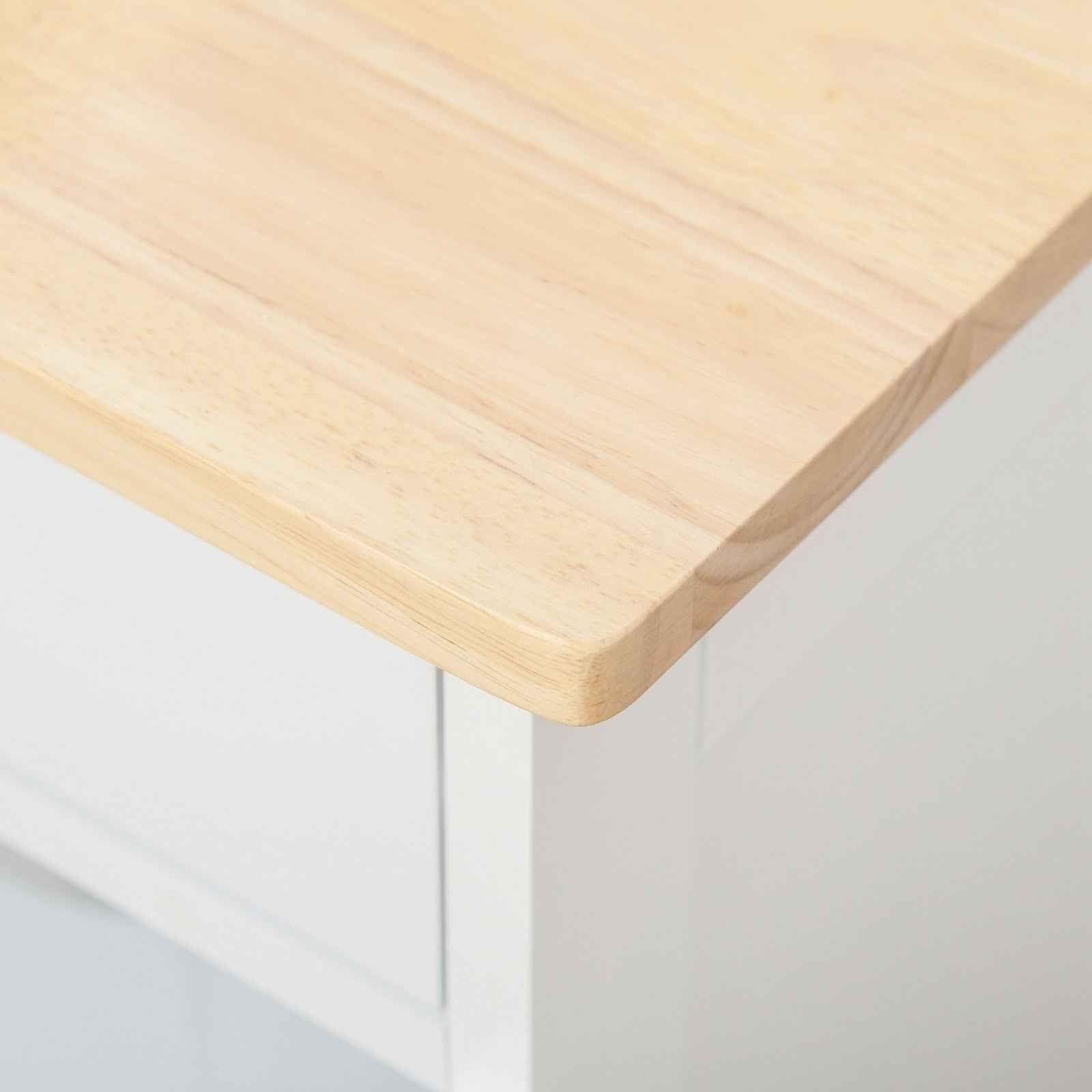 Rolling Kitchen Island Trolley Storage Cart with Rubberwood Top, Drawer, White