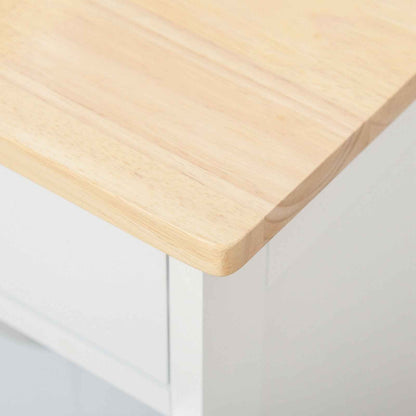 Rolling Kitchen Island Trolley Storage Cart with Rubberwood Top, Drawer, White