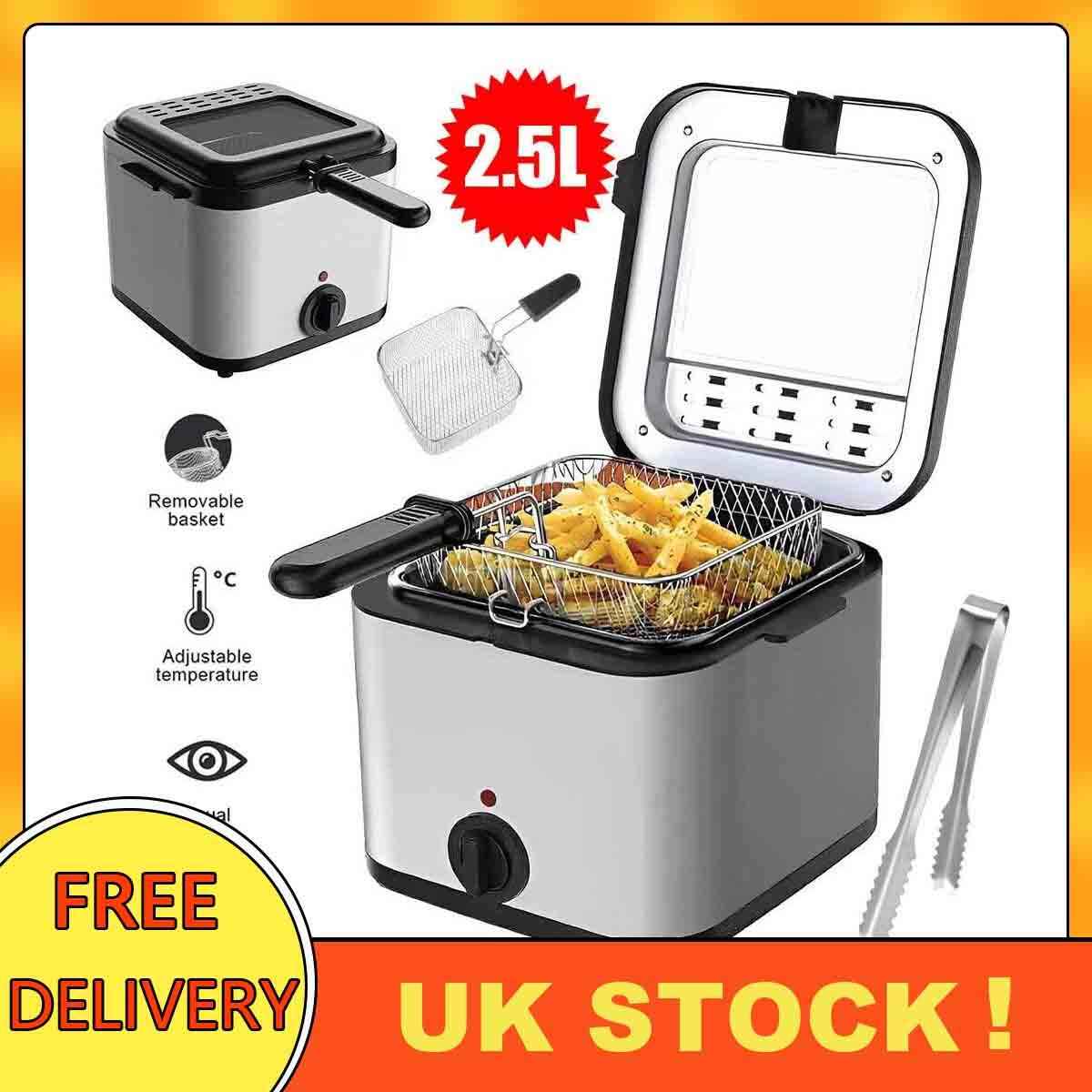 1000W 2.5L Electric Deep Fat Fryer Stainless Steel Non-stick Chip Pan UK