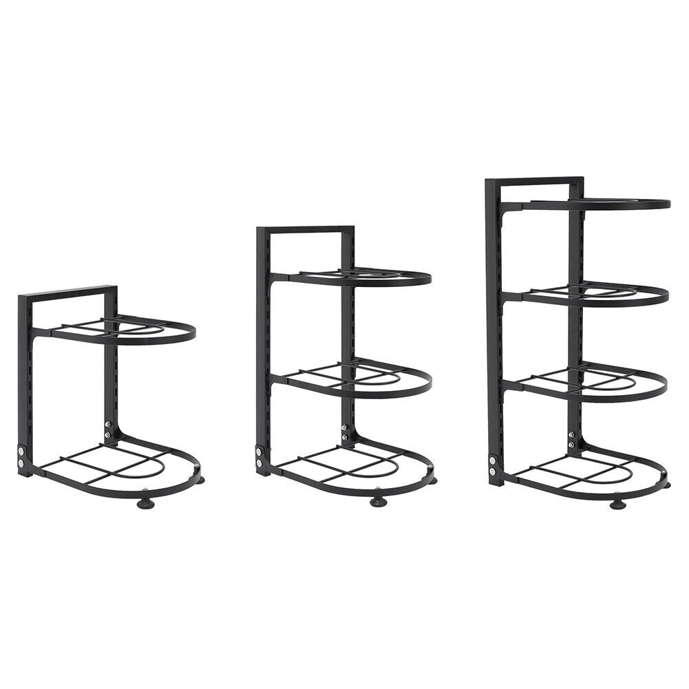 2-7Tier Black Pan Stand Saucepan Pot Rack Kitchen Storage Organiser Shelf Holder