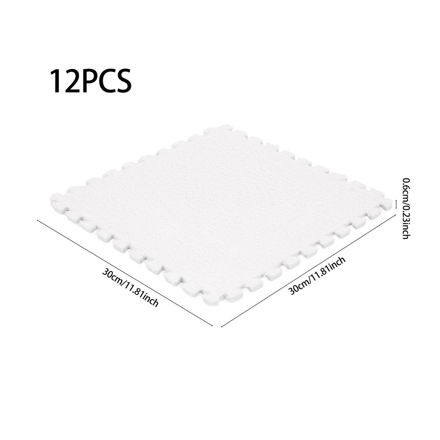Plush EVA Foam Carpet Tiles 12/24pcs Interlocking Floor Mat Soft Cozy Anti-slip