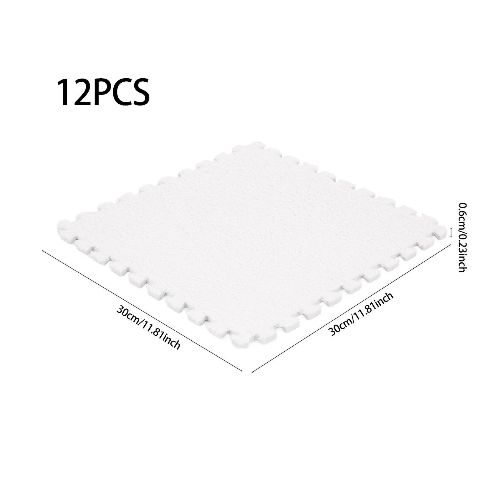Plush EVA Foam Carpet Tiles 12/24pcs Interlocking Floor Mat Soft Cozy Anti-slip