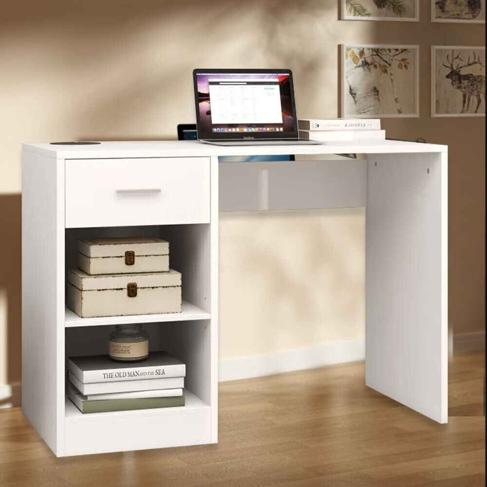 100cm Computer Desk Study Writing Table PC Laptop Desk with Drawer 2 Shelves