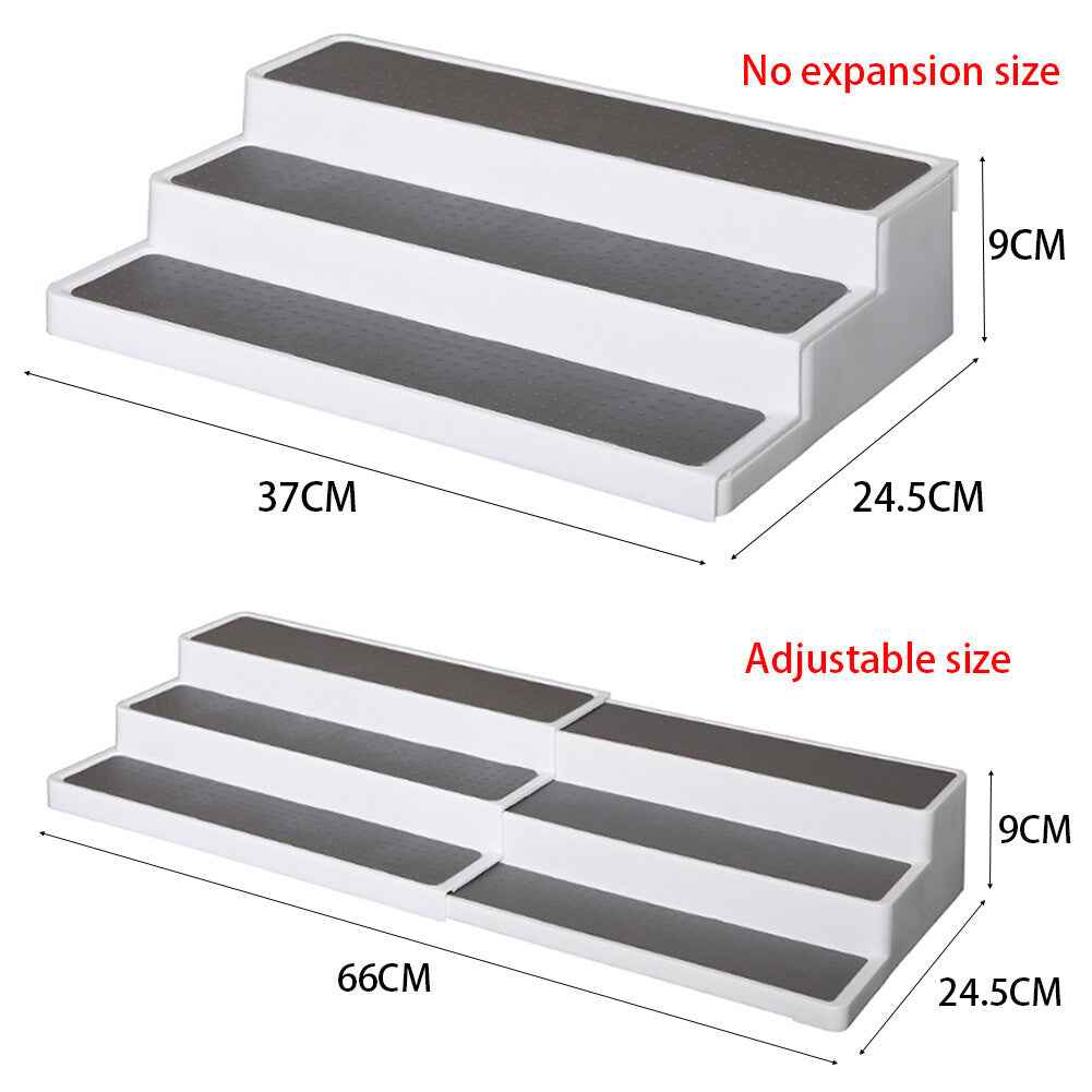 Expandable 3 Tier Spice Herb Jar Tin Can Rack Kitchen Cupboard Storage Organiser