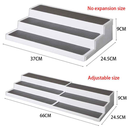 Expandable 3 Tier Spice Herb Jar Tin Can Rack Kitchen Cupboard Storage Organiser