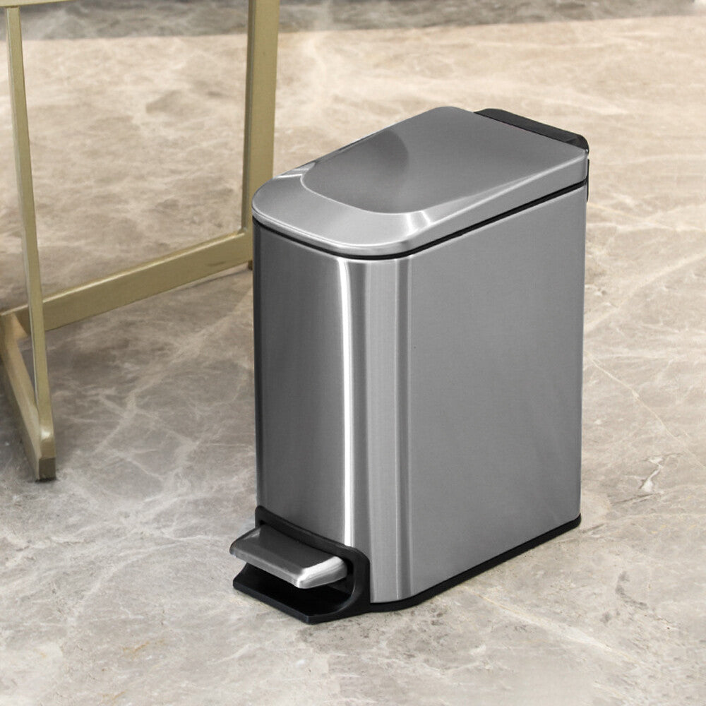 Pedal Bin Dustbin Stainless Steel Waste w/Bucket & Removable Lid Kitchen Bedroom