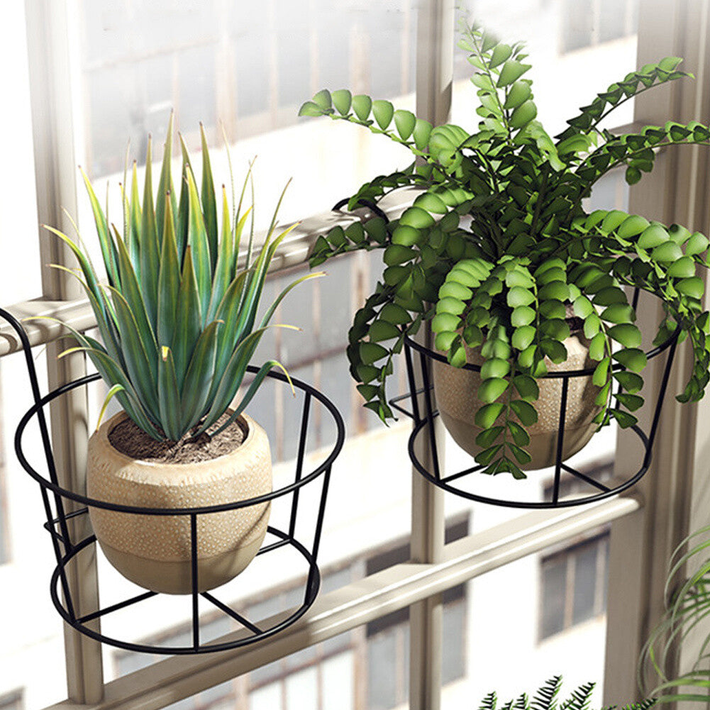 Fence Balcony Metal Hanging Small Plant Planter Stand Flower Pots Holder Rack UK