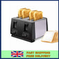 Black Toaster 4 Slice Variable Browning Defrost Reheat Extra Wide Slot UK 3