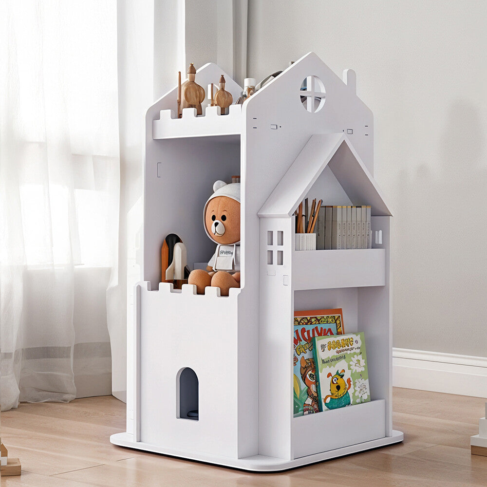 360° Rotating Kids Children Bookshelf Floor Book Shelf Rack Toy Storage Bookcase