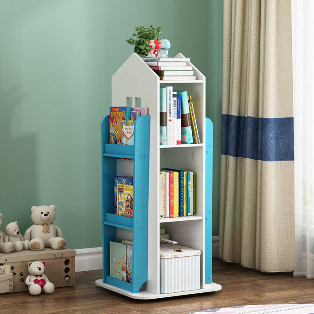 360° Rotating Kids Children Bookshelf Floor Book Shelf Rack Toy Storage Bookcase