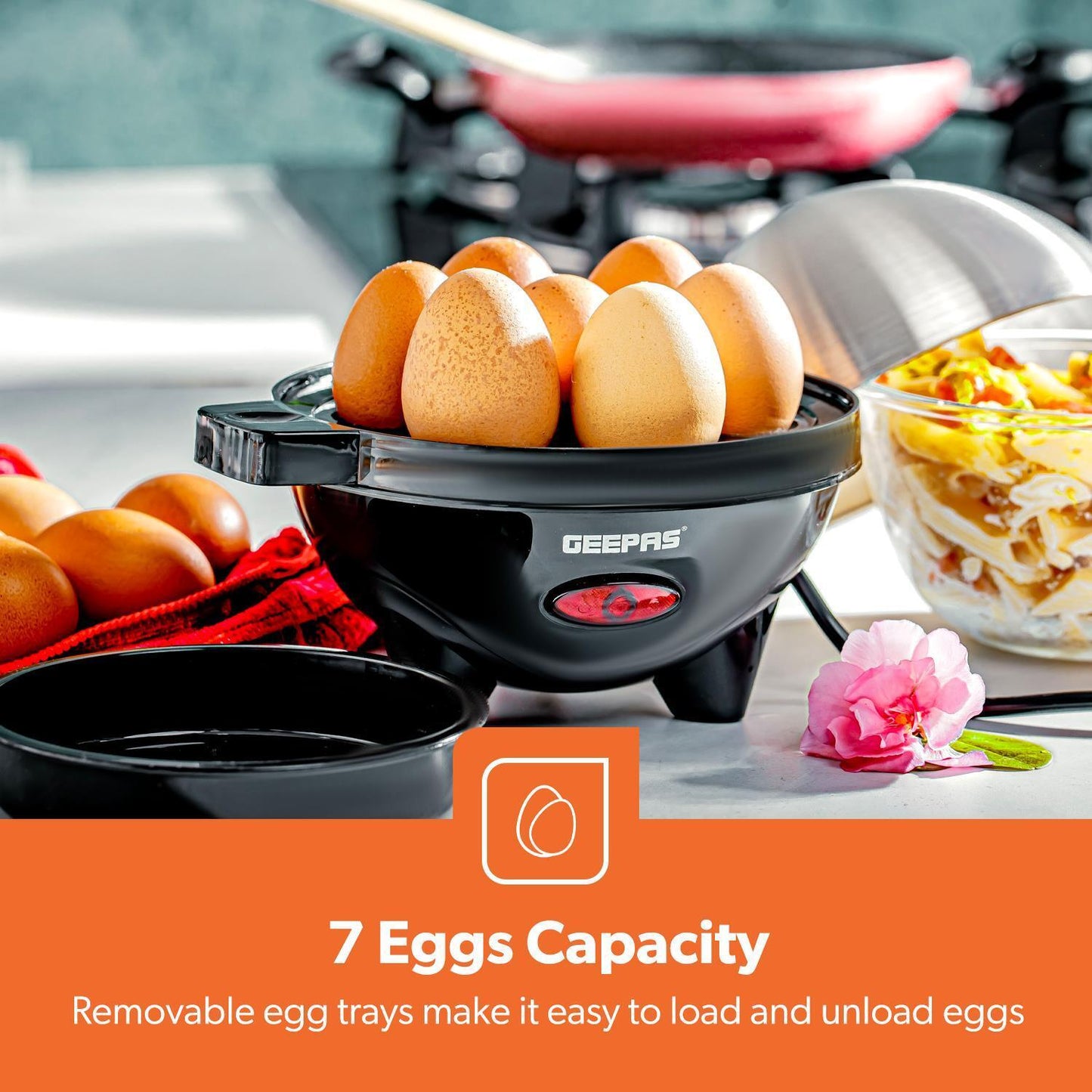 Egg Boiler Cooker Poacher Steamer Omelette Maker Boiled 7 Eggs Geepas