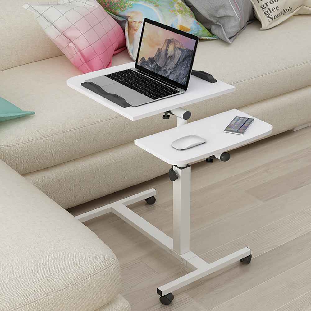 Adjustable Height Overbed Chair Dining Tray Table Mobile Tilting Tabletop Desk