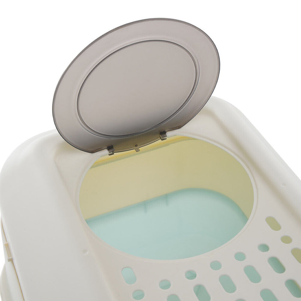 Large Hooded Cat Litter Tray Litter Box Self Cleaning Cat Pan Potty Tray w/ Lid