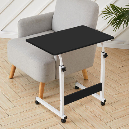Mobile Adjustable Dining Laptop Tray Over Bed Side Table Desk Sofa Bed on Wheels