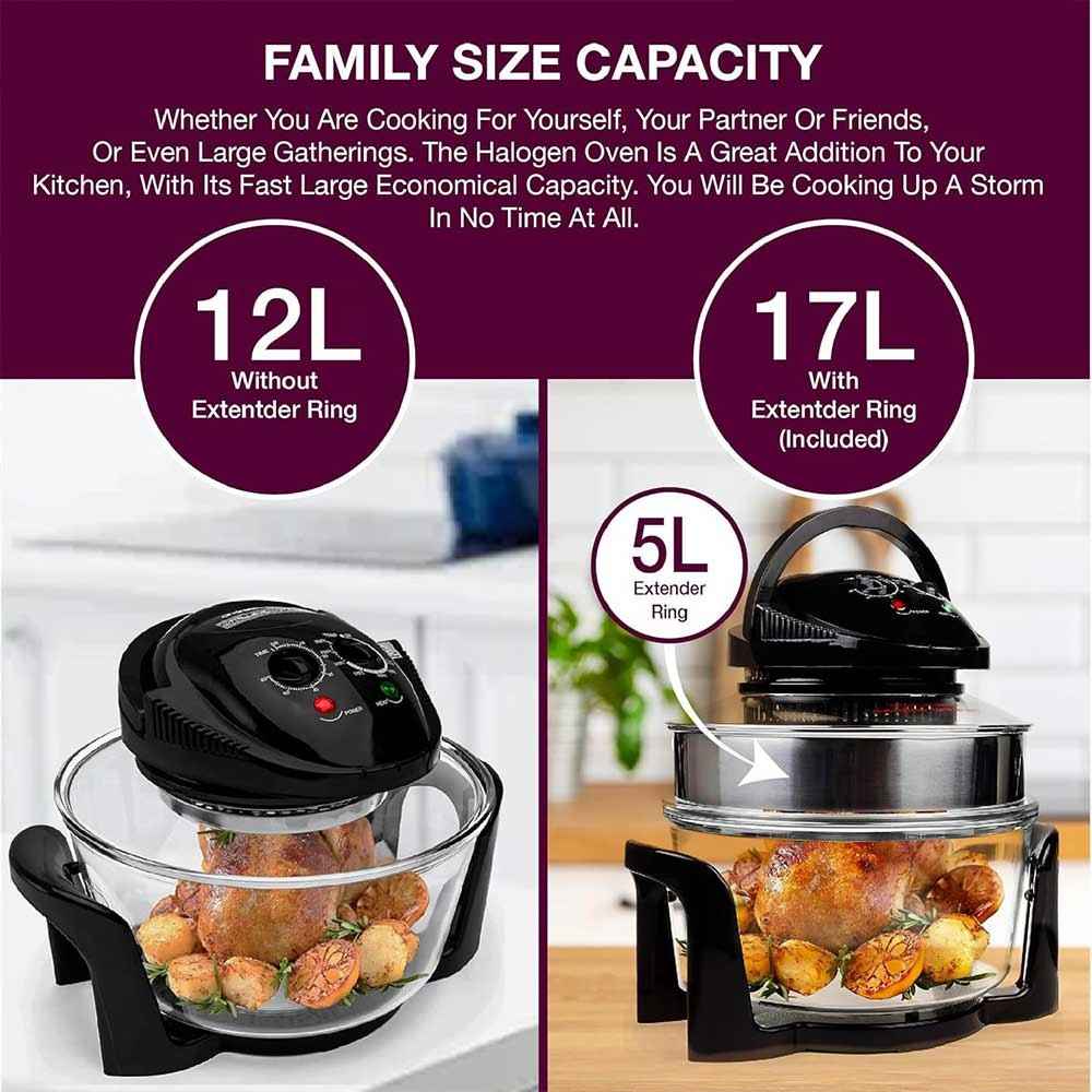 17L Halogen Air Fryer Rotary Convection Oven Multi Cooker Low Fat Health Black O