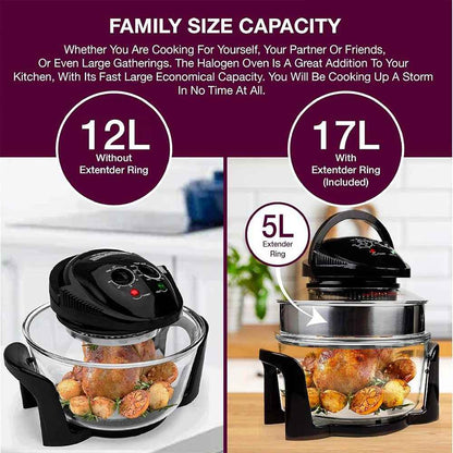 17L Halogen Air Fryer Rotary Convection Oven Multi Cooker Low Fat Health Black O