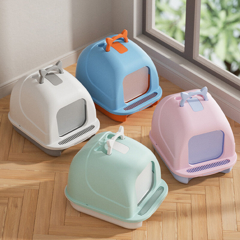 Large Hooded Cat Litter Tray Litter Box Self Cleaning Cat Pan Potty Tray w/ Lid