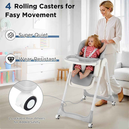 4 in1 Folding Baby High Chair, Adjustable Toddlers Highchair with 4 Uxedmruehjos