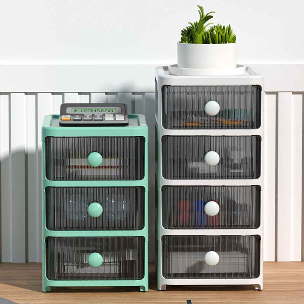 2/3/4Tier Mini Plastic Chest of Drawers Desktop Cabinet Storage Unit Home Office