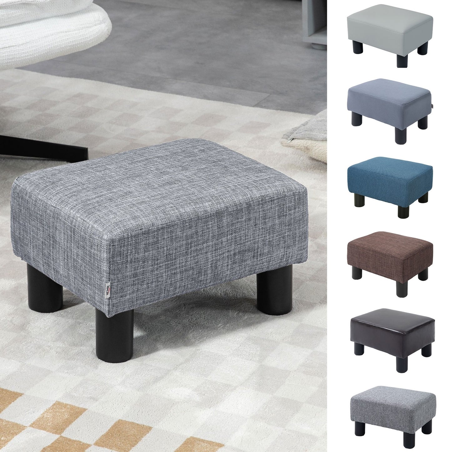 Footstool Small Footrest Upholstery with Plastic Legs