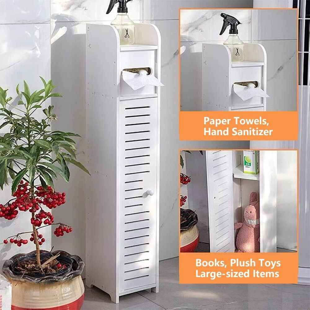 White Bathroom Bedroom Cabinet Shelf Cupboard Storage Unit Free Standing Floor