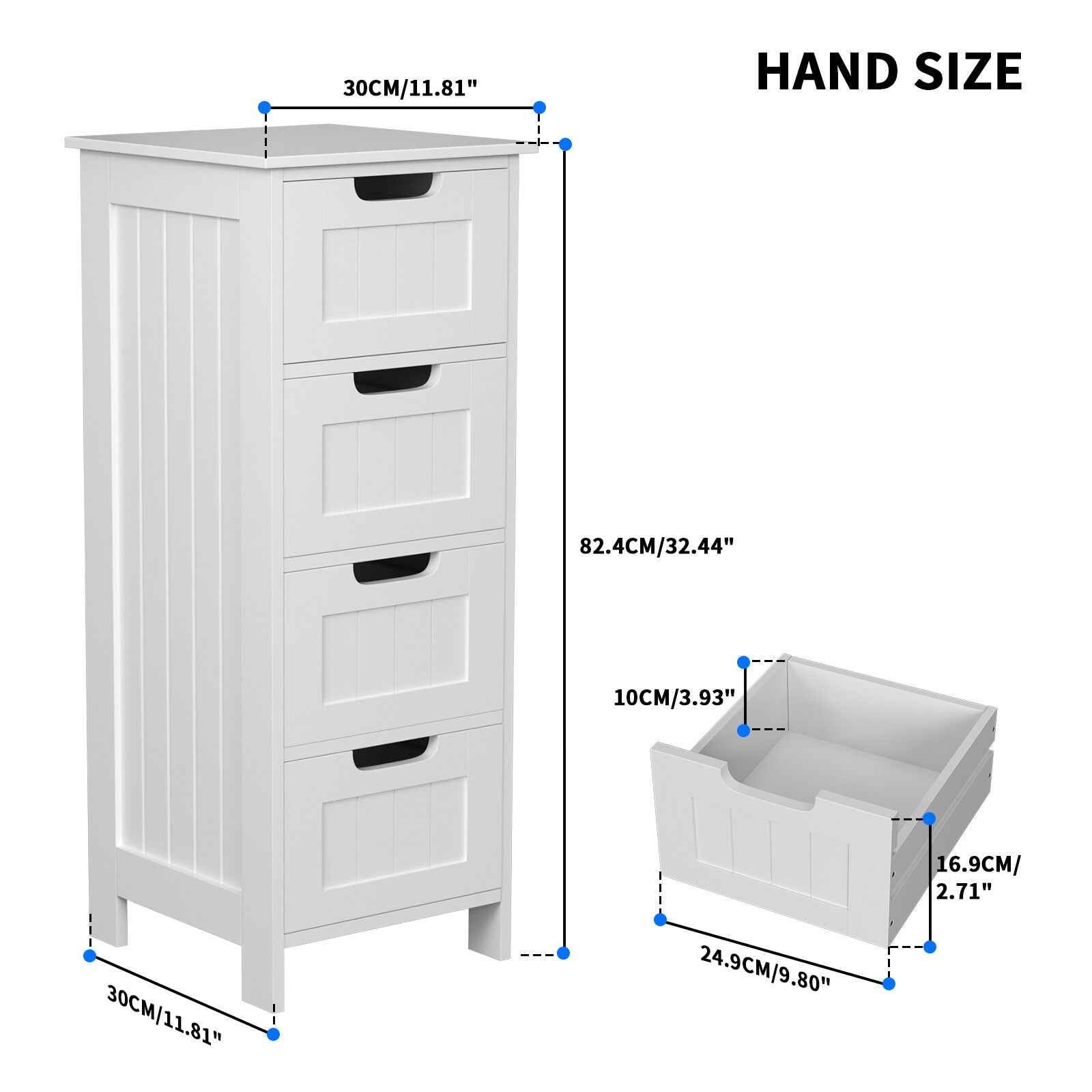 White Bathroom Bedroom Cabinet Shelf Cupboard Storage Unit Free Standing Floor