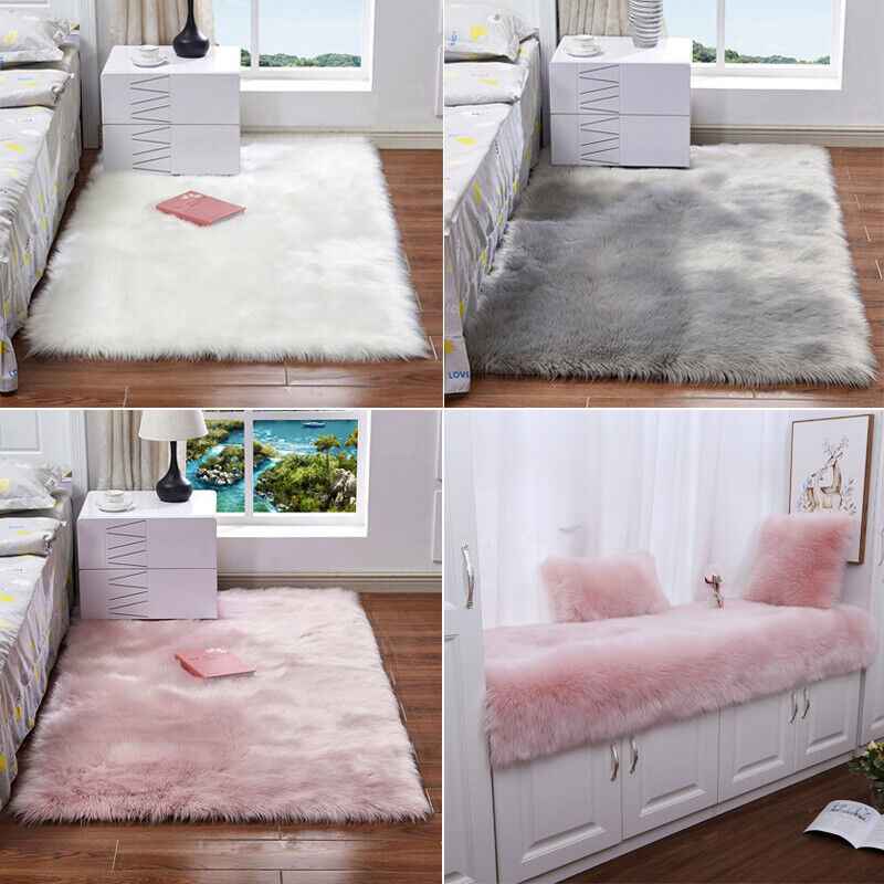 Fluffy Rugs Anti-Slip Large Shaggy Rug Super Soft Mat Living Room Bedroom Carpet