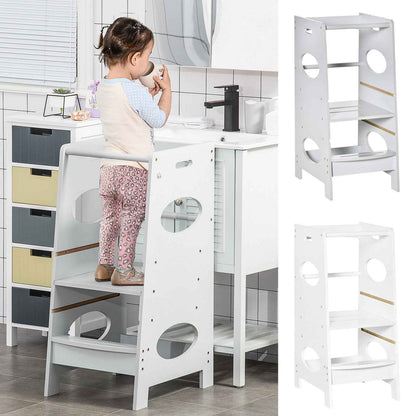 Kids Step Stool Toddler Kitchen Stool with Adjustable Standing Platform