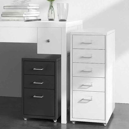 3/5/6/8 Drawers Mobile Metal Desk Office Pedestal Storage Filing Cabinets Unit