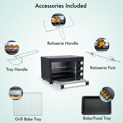 GEEPAS Mini Oven Toaster Grill Tabletop Compact Portable Baking Cooker Electric