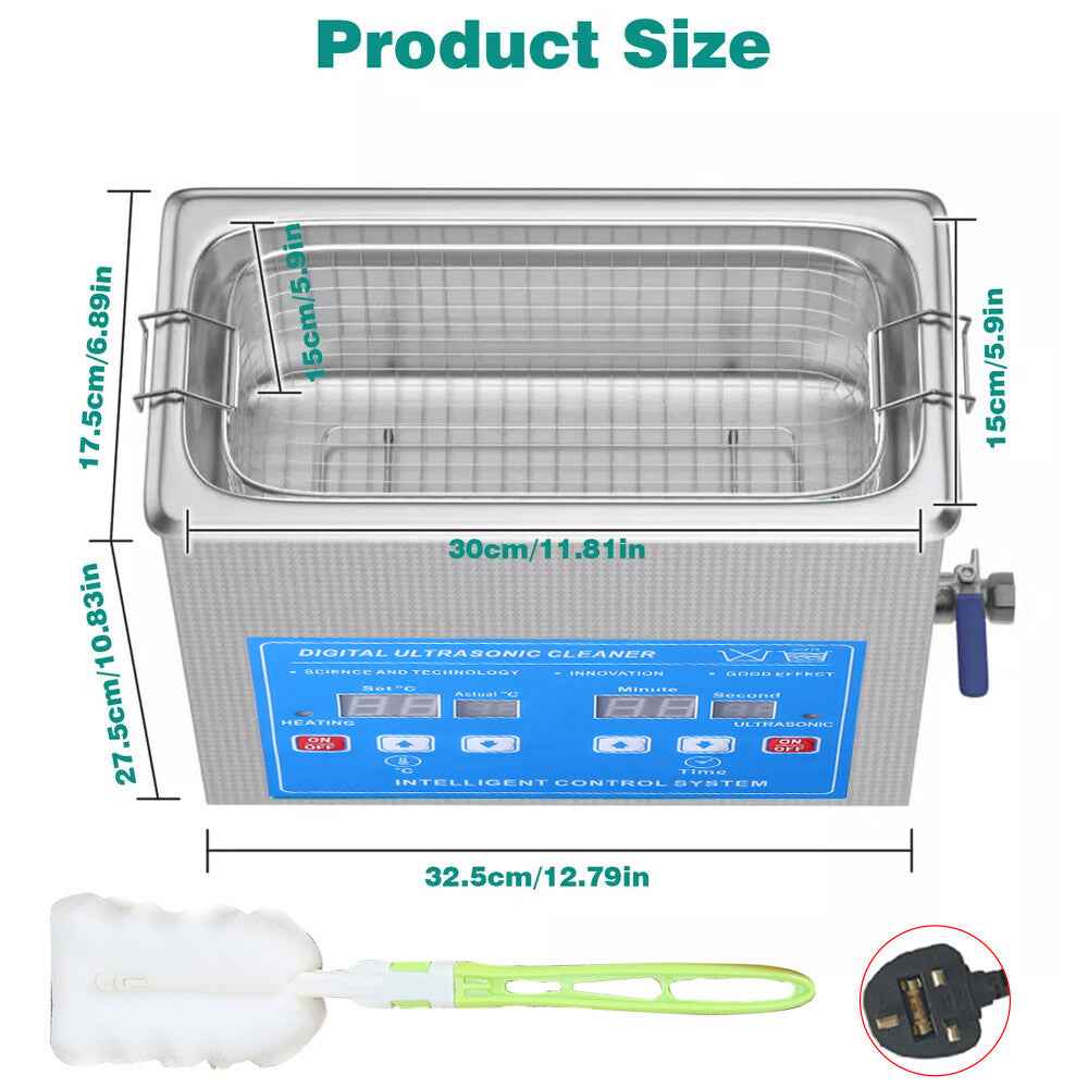 7L Ultrasonic Cleaner Timer Watch Jewellery Coins Cleaning Machine With Basket