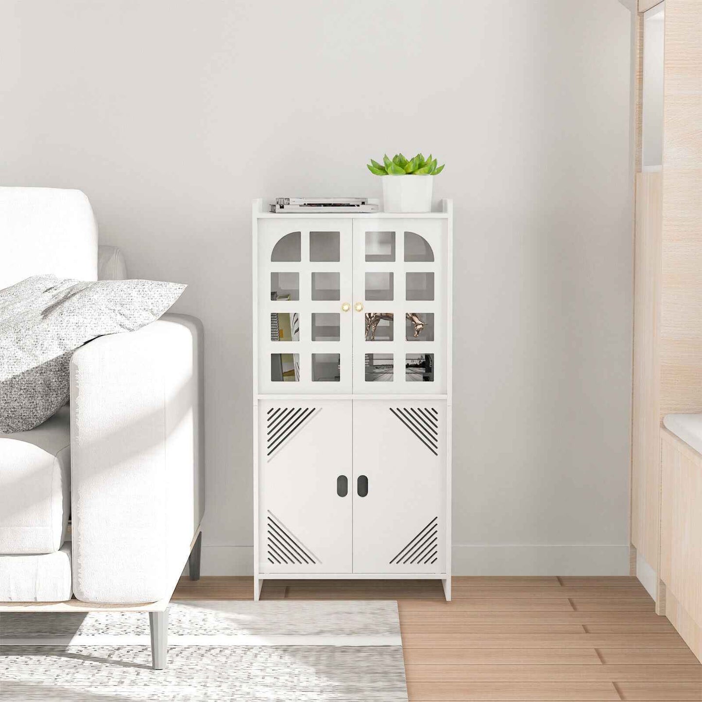 3-Type Freestanding Waterproof Bathroom Cupboard Storage Cabinet with Door White