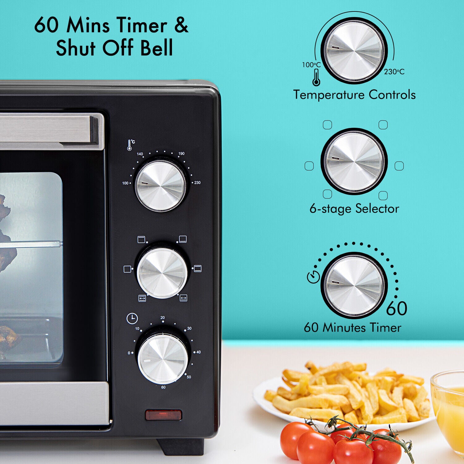 GEEPAS Mini Oven Toaster Grill Tabletop Compact Portable Baking Cooker Electric