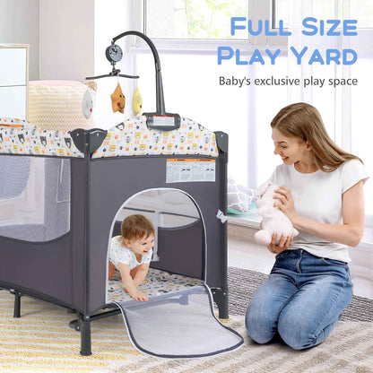 5 in 1 Travel Cot Convertible Foldable Baby Bedside Sleeper Changer W/ Mattress