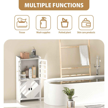 3-Type Freestanding Waterproof Bathroom Cupboard Storage Cabinet with Door White