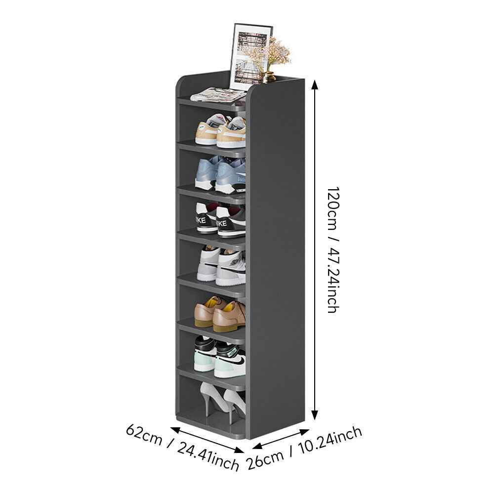 5-8 Tier Black Wooden Hallway Shoe Rack Open Shelves Shoe Cabinet Storage Unit