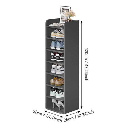 5-8 Tier Black Wooden Hallway Shoe Rack Open Shelves Shoe Cabinet Storage Unit