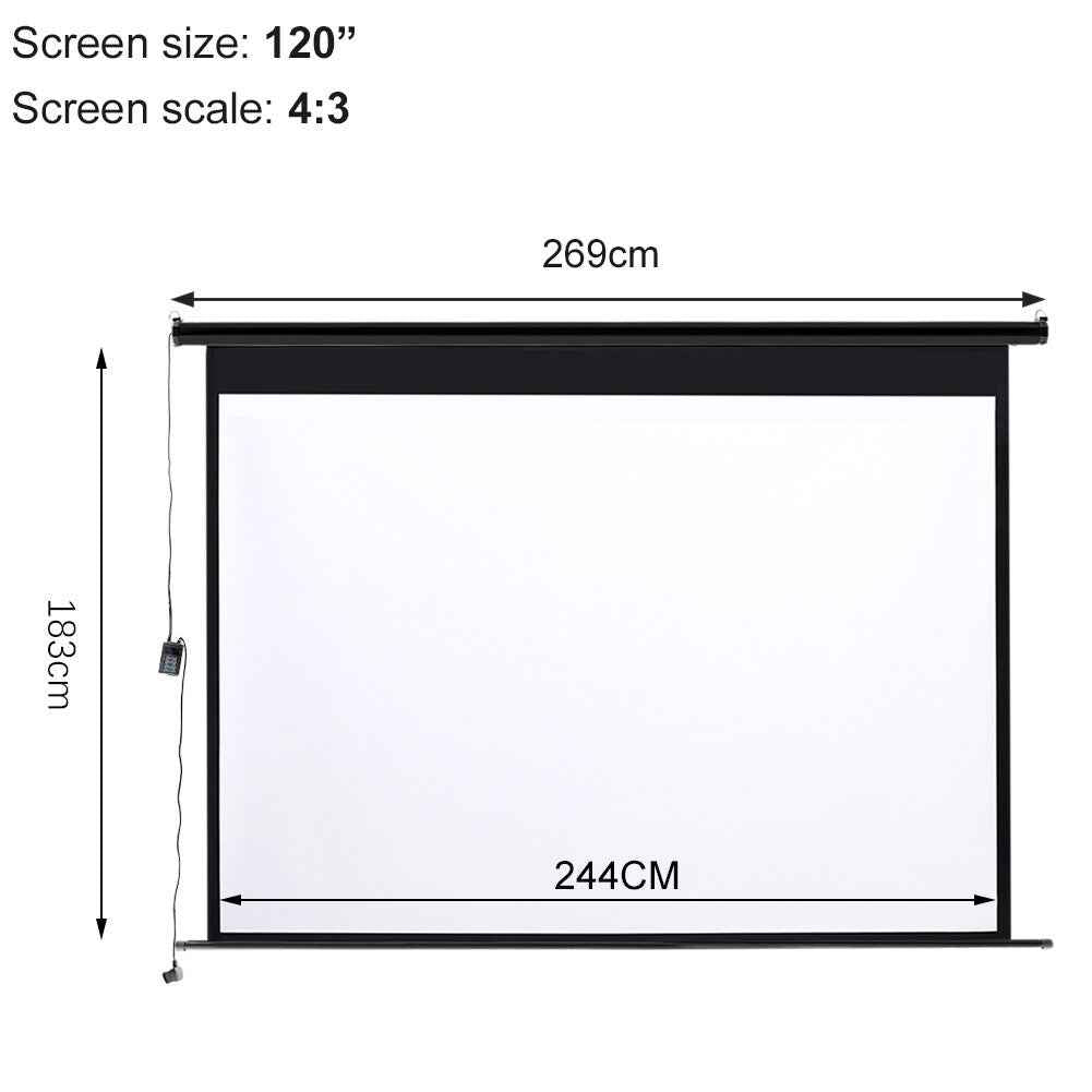 Electric Motorised Projector Screen 3D HD Home Theater Projection 16:9 4:3 Sizes