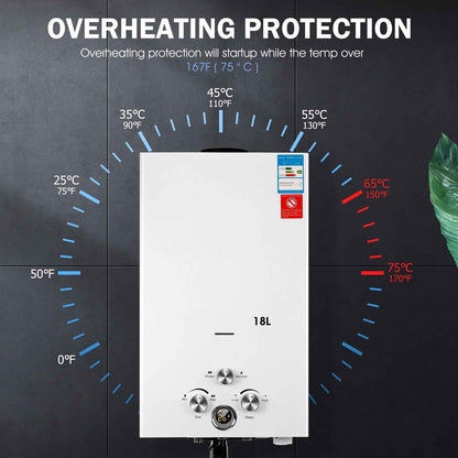 OYAJIA 8/10/16/18L Instant Gas Hot Water Heater Tankless Gas Boiler LPG Propane