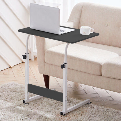 Mobile Adjustable Dining Laptop Tray Over Bed Side Table Desk Sofa Bed on Wheels