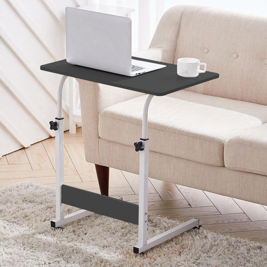 Mobile Adjustable Dining Laptop Tray Over Bed Side Table Desk Sofa Bed on Wheels