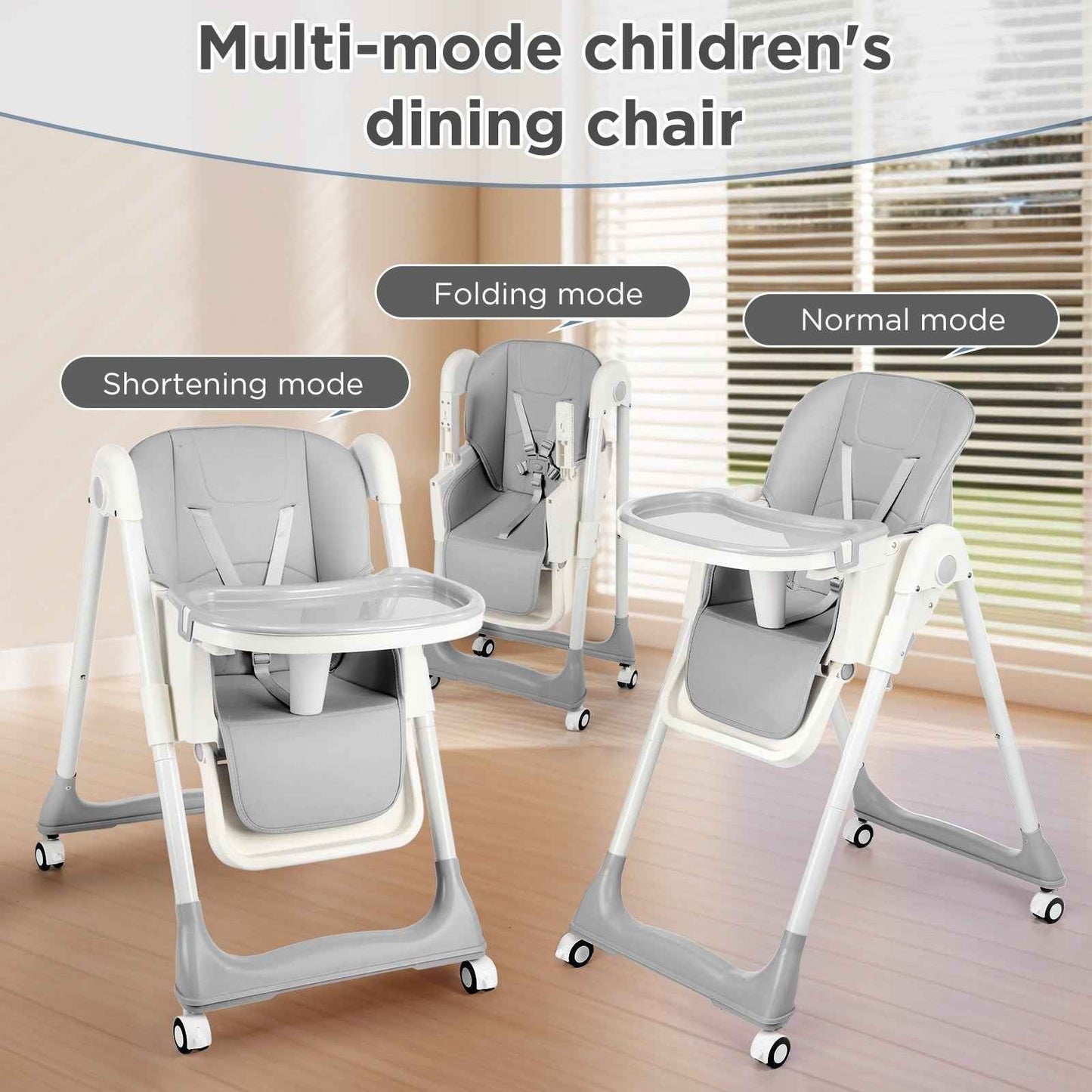 4 in1 Folding Baby High Chair, Adjustable Toddlers Highchair with 4 Uxedmruehjos