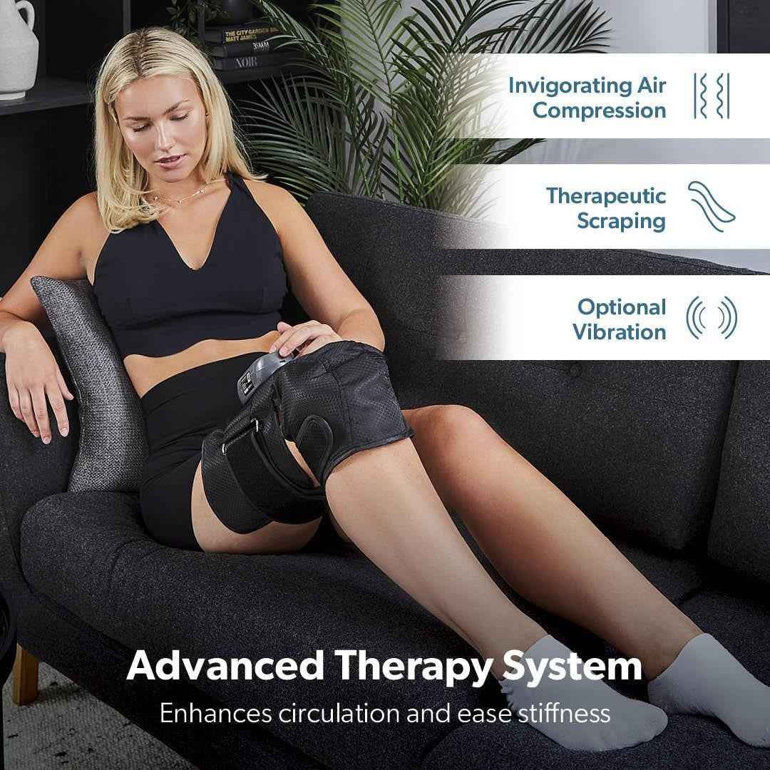 GEEPAS 2-in-1 Knee & Calf Leg Massager with Heat for Pain Relief Relaxation