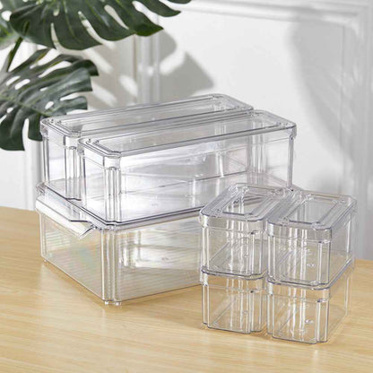 S/M/L Clear Plastic Fridge Storage Box Cupboard Organiser Fruit Veg Rack 3-10Pcs