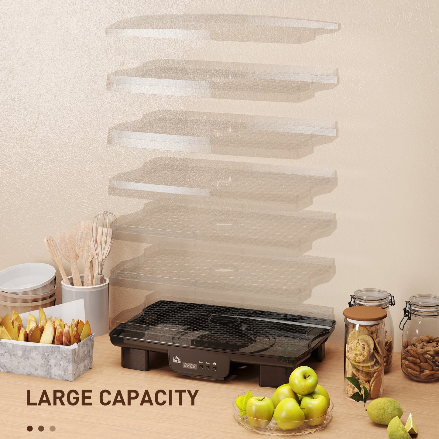 Food Dehydrator, 6 Tray Food Dryer Machine with Adjustable Temperature
