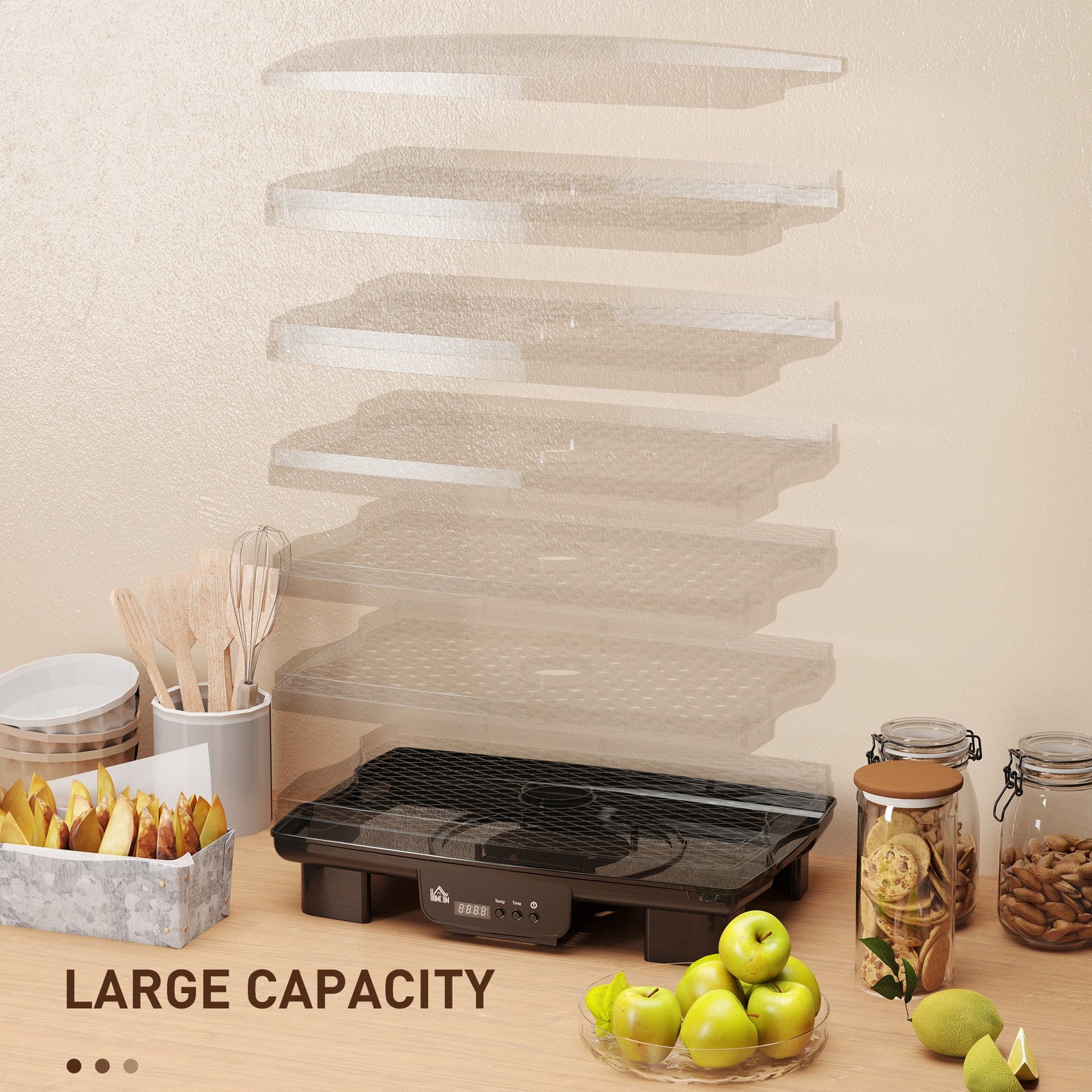 Food Dehydrator, 6 Tray Food Dryer Machine with Adjustable Temperature