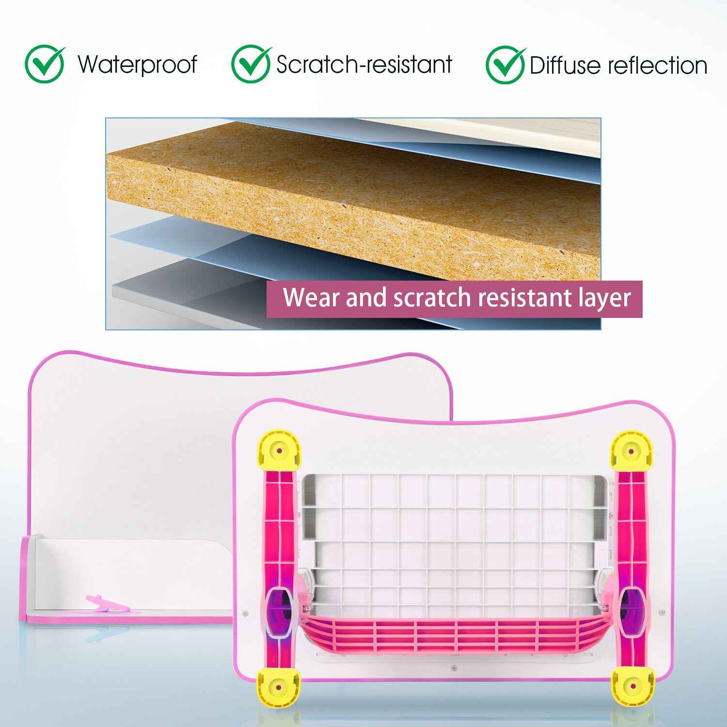 Kids Desk and Chair Set Height Adjustable Study Table W/ Storage Book Stand