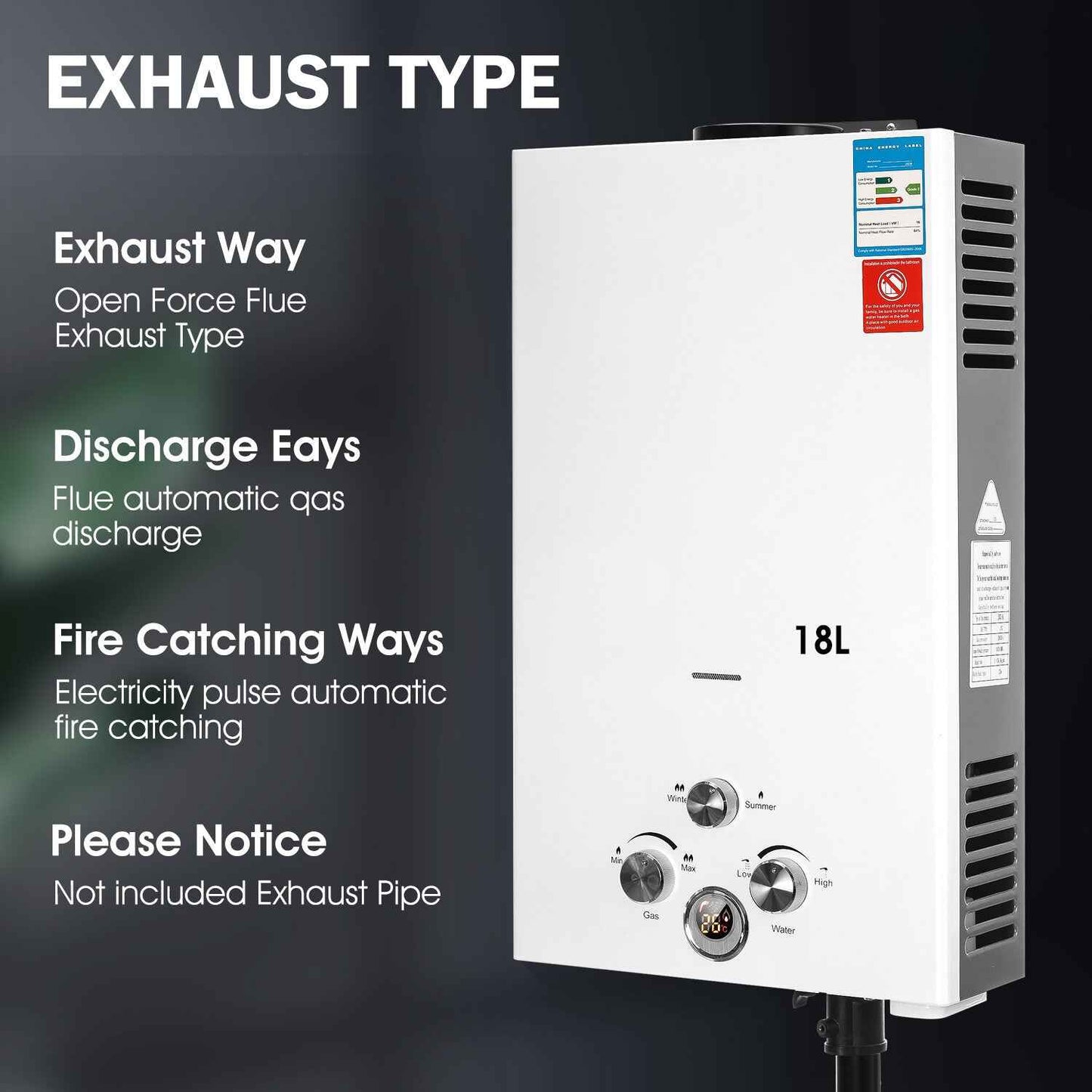 OYAJIA 8/10/16/18L Instant Gas Hot Water Heater Tankless Gas Boiler LPG Propane