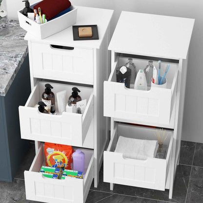White Bathroom Bedroom Cabinet Shelf Cupboard Storage Unit Free Standing Floor
