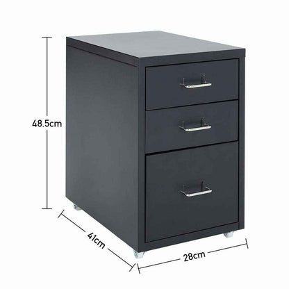 3/5/6/8 Drawers Mobile Metal Desk Office Pedestal Storage Filing Cabinets Unit